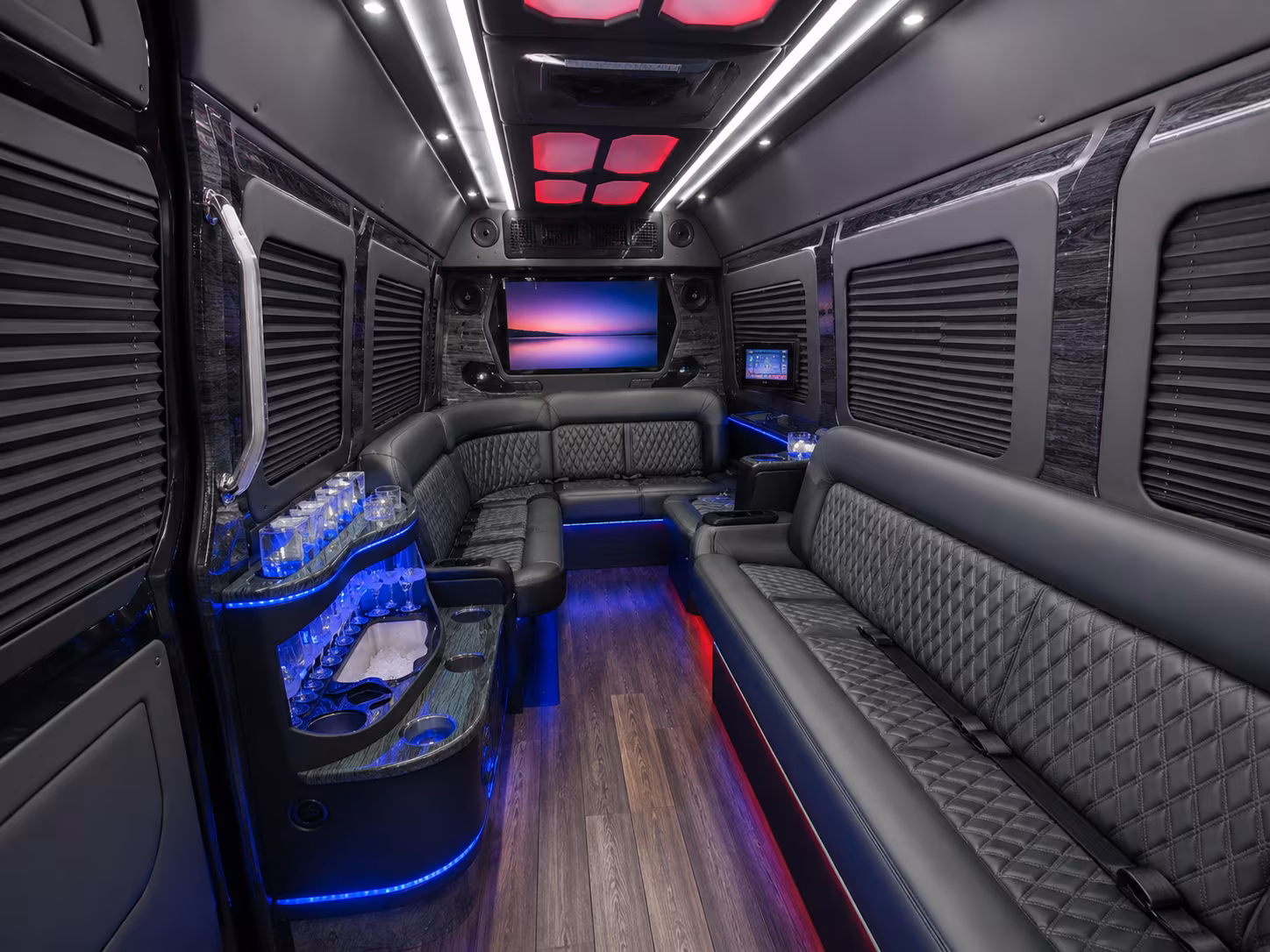 longmont 40 passenger party bus interior